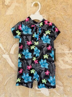Hurley Tropical Floral Romper / One-Piece Outfit Baby Unisex Black Blue Pink